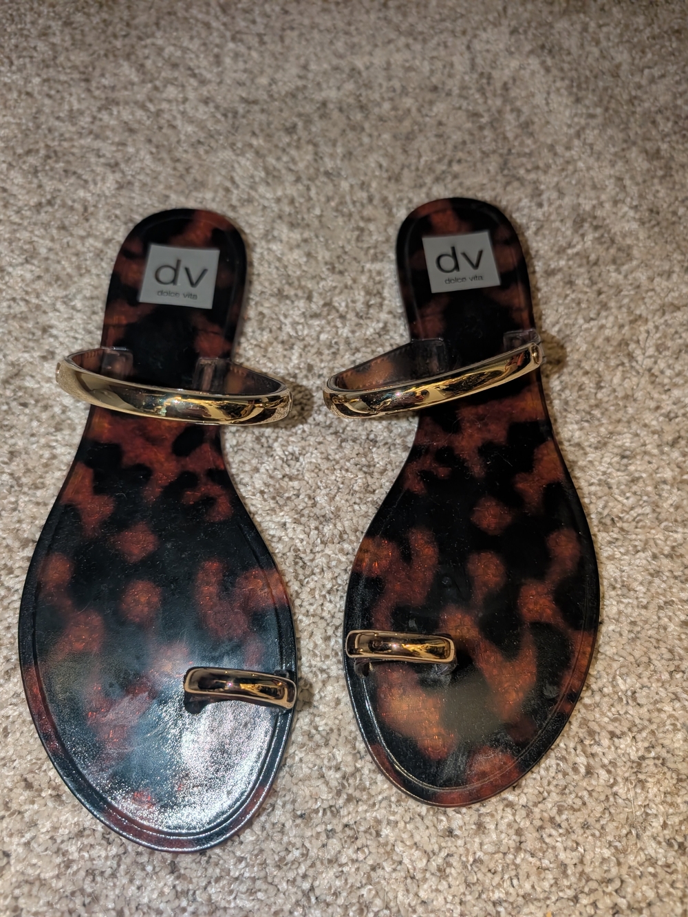 DV by Dolce Vita Tortoiseshell Slide Sandals with Gold Bands